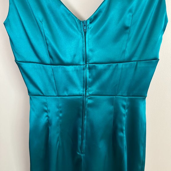 Turquiose Satin Dress - Picture 4 of 5